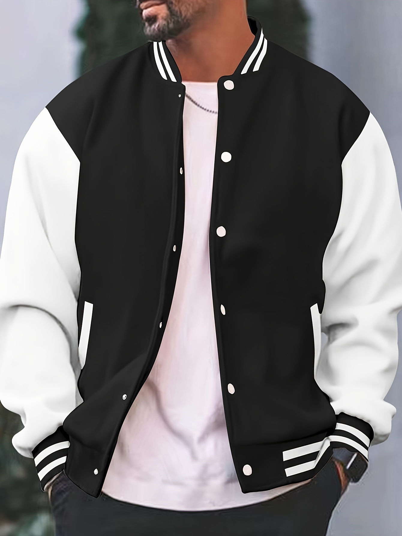 classic varsity jacket mens casual baseball jacket coat regular fit college hipster windbreaker for spring autumn details 0