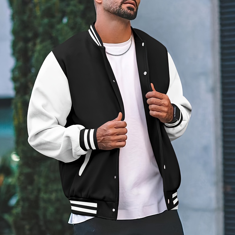 classic varsity jacket mens casual baseball jacket coat regular fit college hipster windbreaker for spring autumn details 1