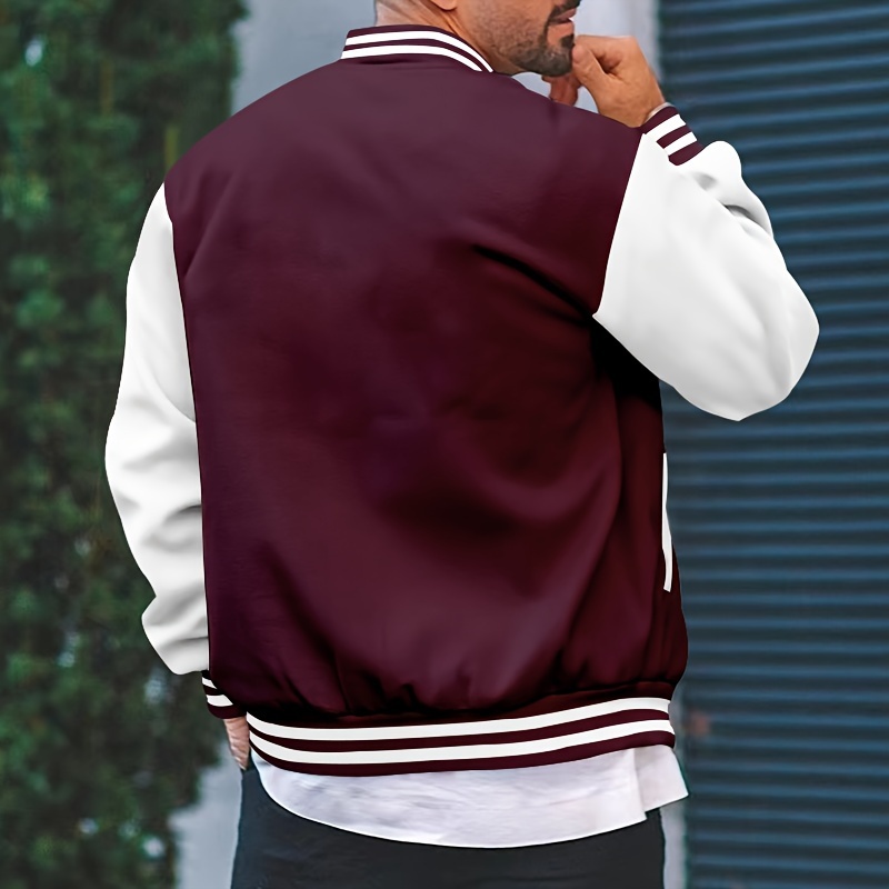 classic varsity jacket mens casual baseball jacket coat regular fit college hipster windbreaker for spring autumn details 6