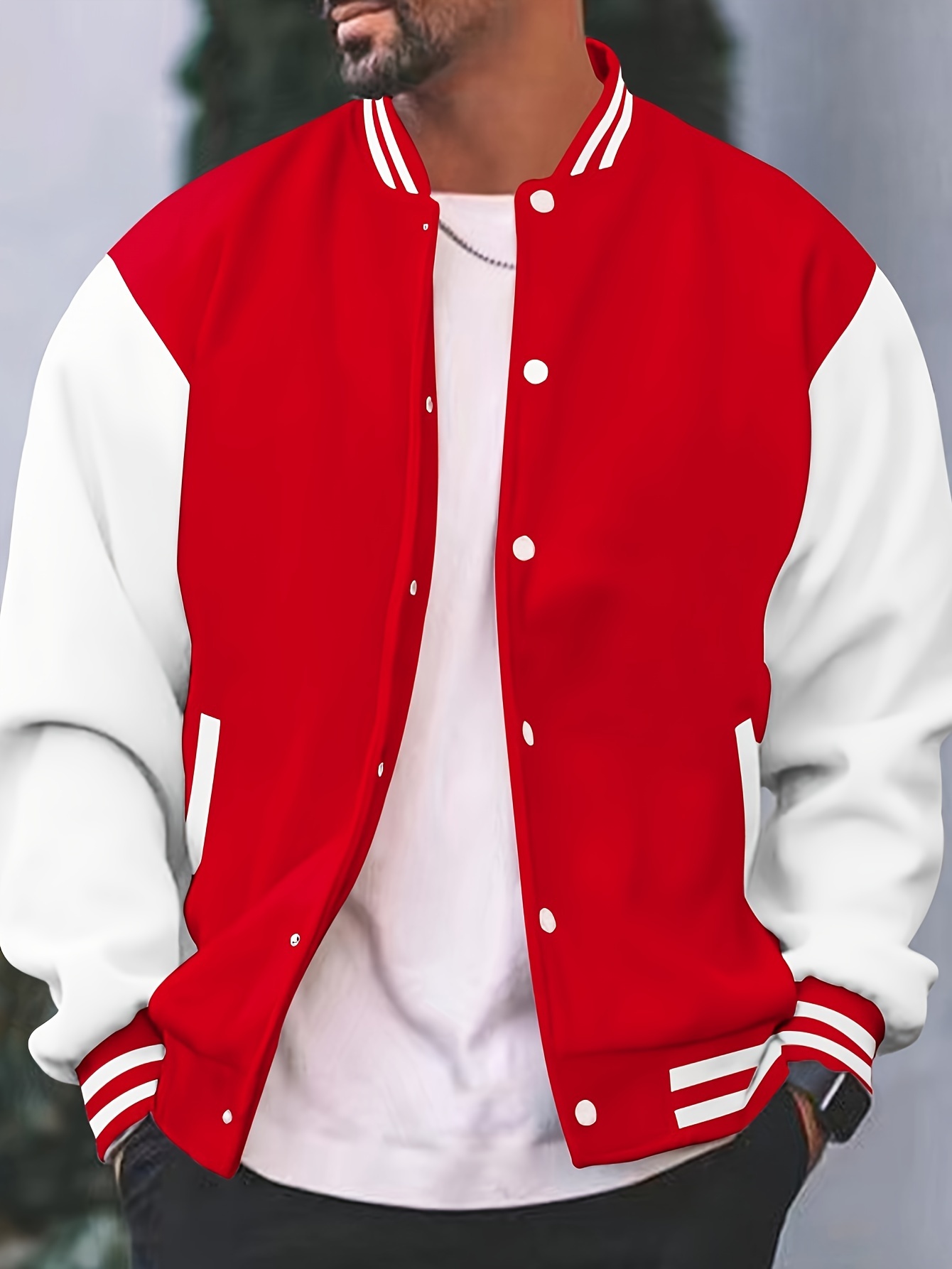 classic varsity jacket mens casual baseball jacket coat regular fit college hipster windbreaker for spring autumn details 9