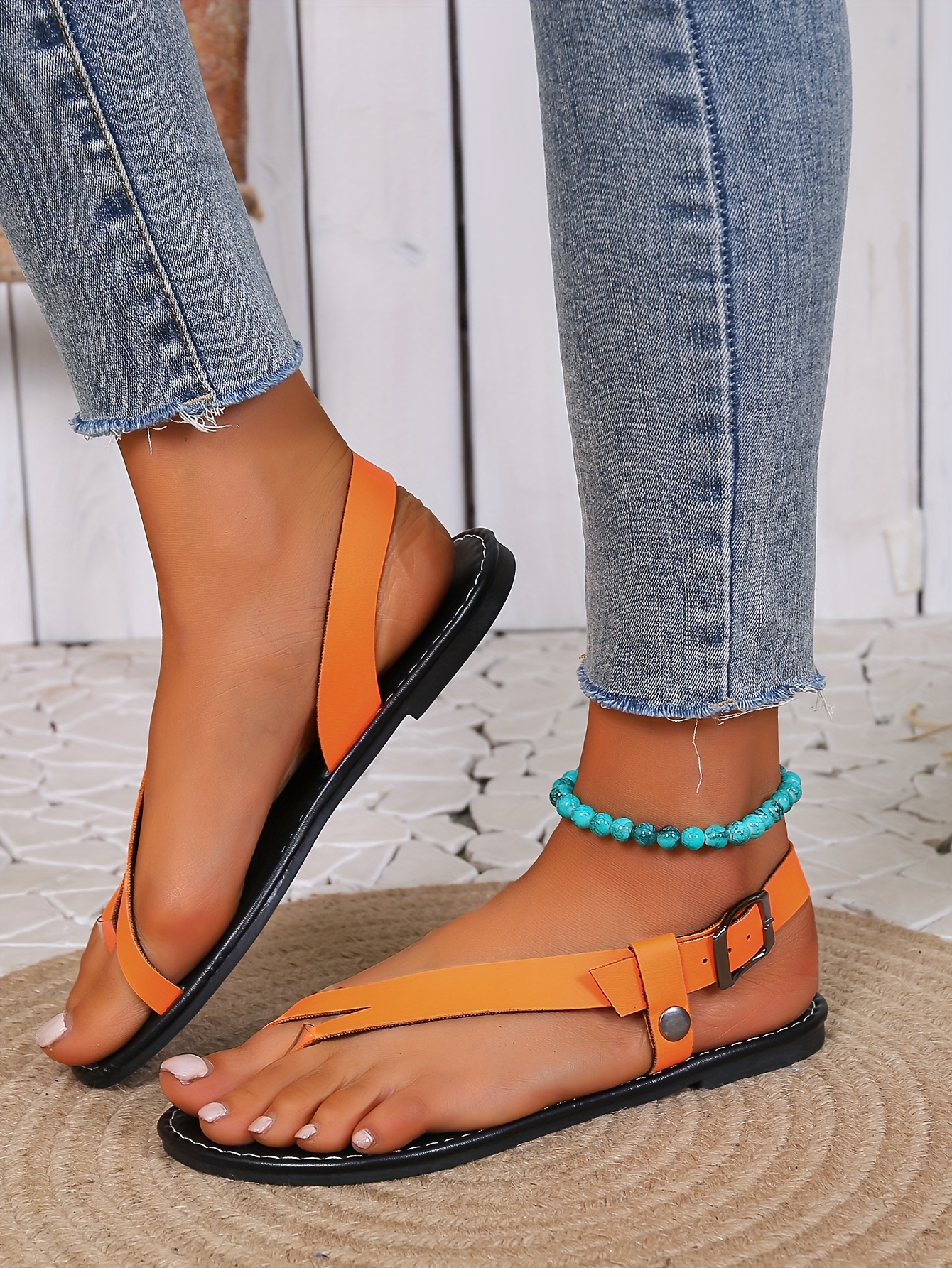 womens clip toe flat sandals fashion buckle strap summer shoes lightweight beach sandals details 14